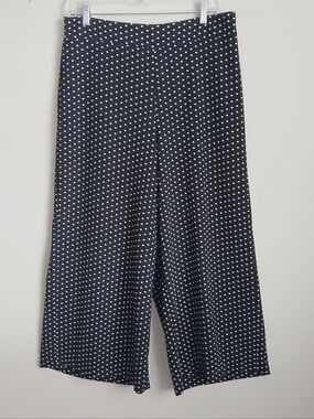 Adrianna Papell Black And White  Polka Dot Wide Leg Pants Size Large